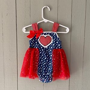 Little Lass Baby Patriotic Ruffle Star Romper